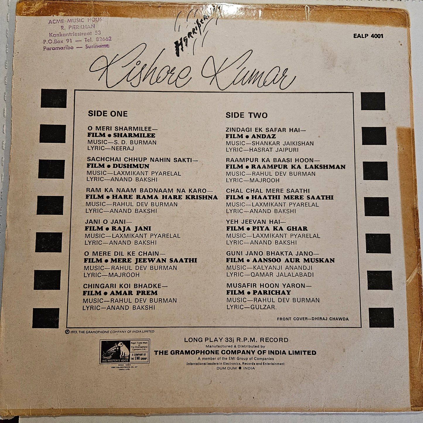 Kishore Kumar- Rare collection in VG condtion - EALP 4001