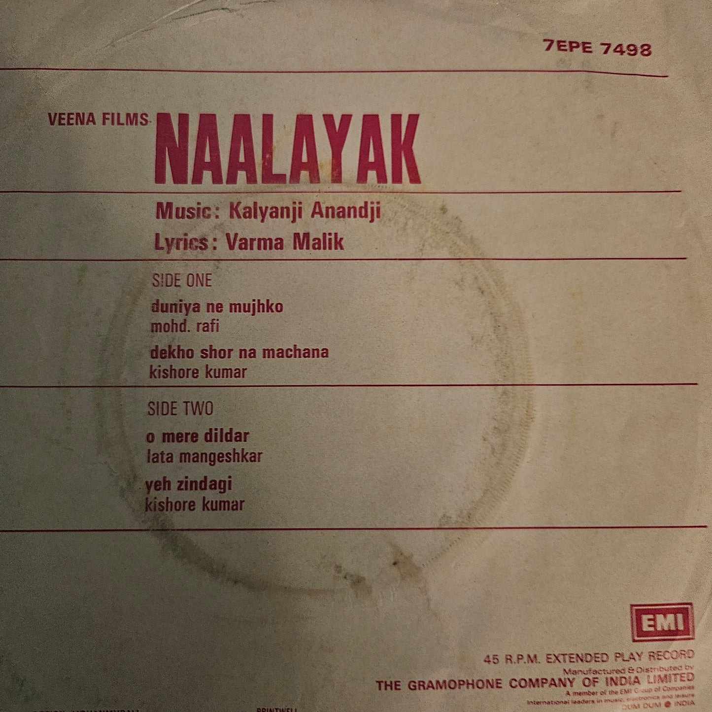Be-Sharam and Naalayak - Kalyanji Anandji 2 Superhit EPs in excellent condition