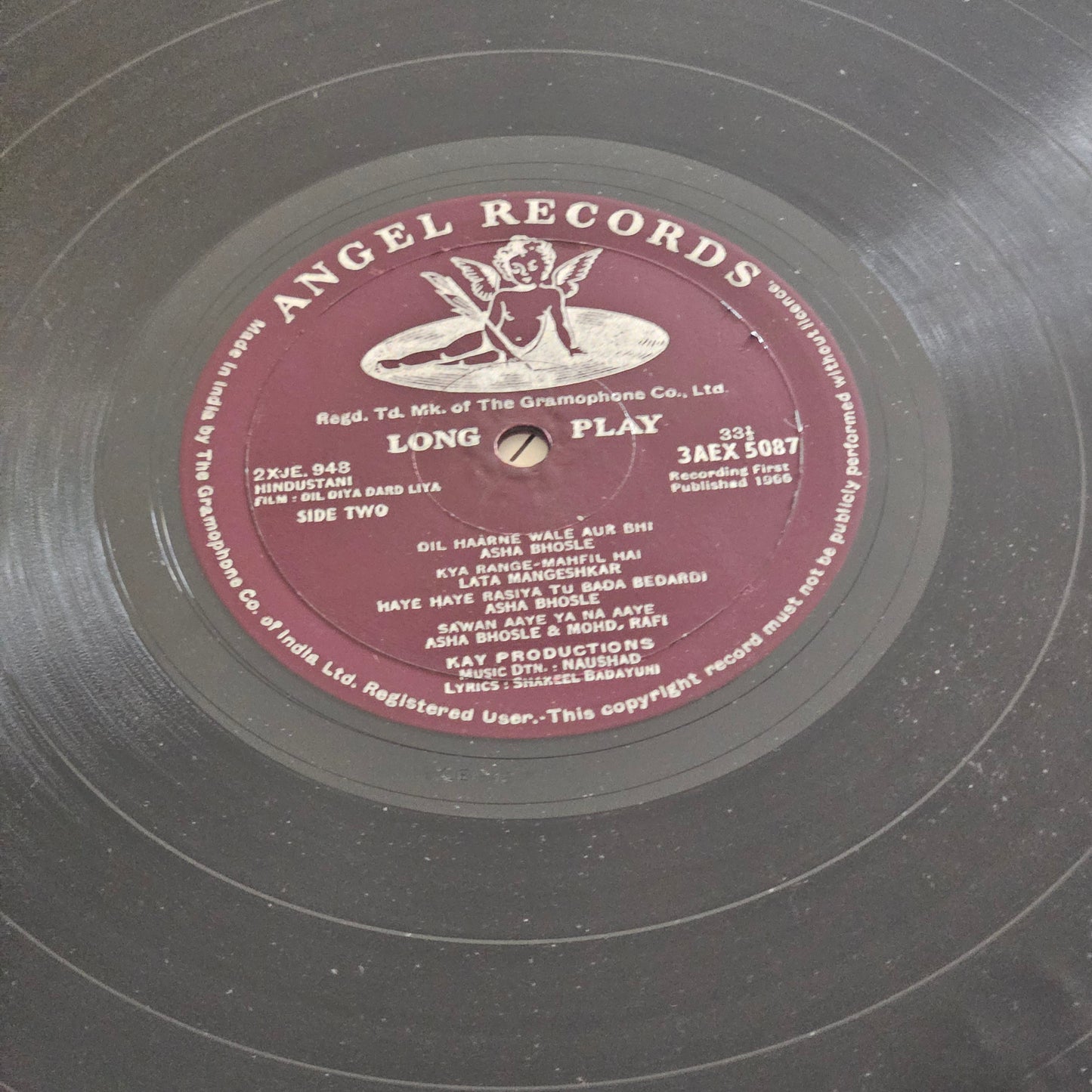 Dil Diya Dard Liya - Naushad Bollywood classic - 1st Angel Pressing in excellent