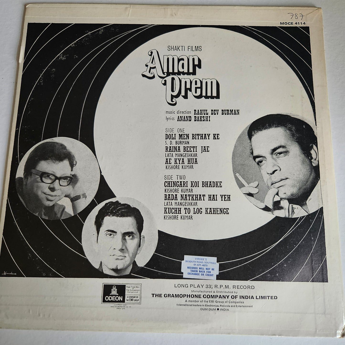 Amar Prem - R D Burman Odeon record in near mint condition Pristine
