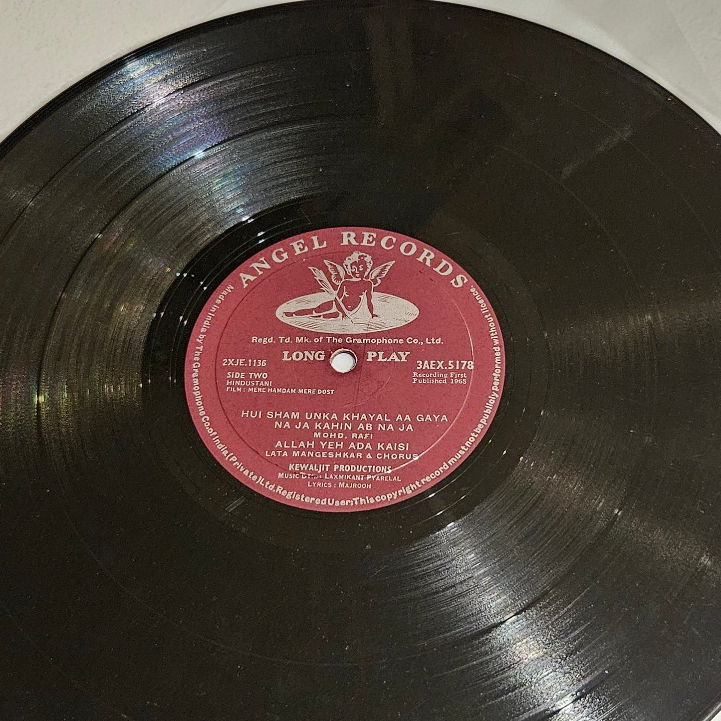 Mere Hamdam Mere Dost - Laxmikant Pyarelal superhit 1st Angel in VG to VG+ conditon
