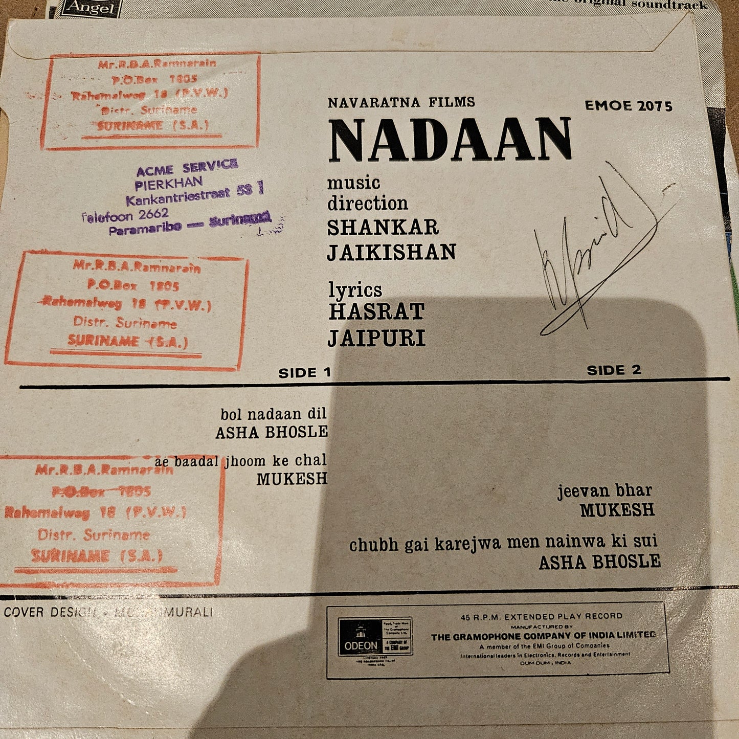 4 great Shankar Jaikishan Eps - Nadaan, Jahan Pyar Miley, Bhai Bhai, Jane Anjane - in excellent