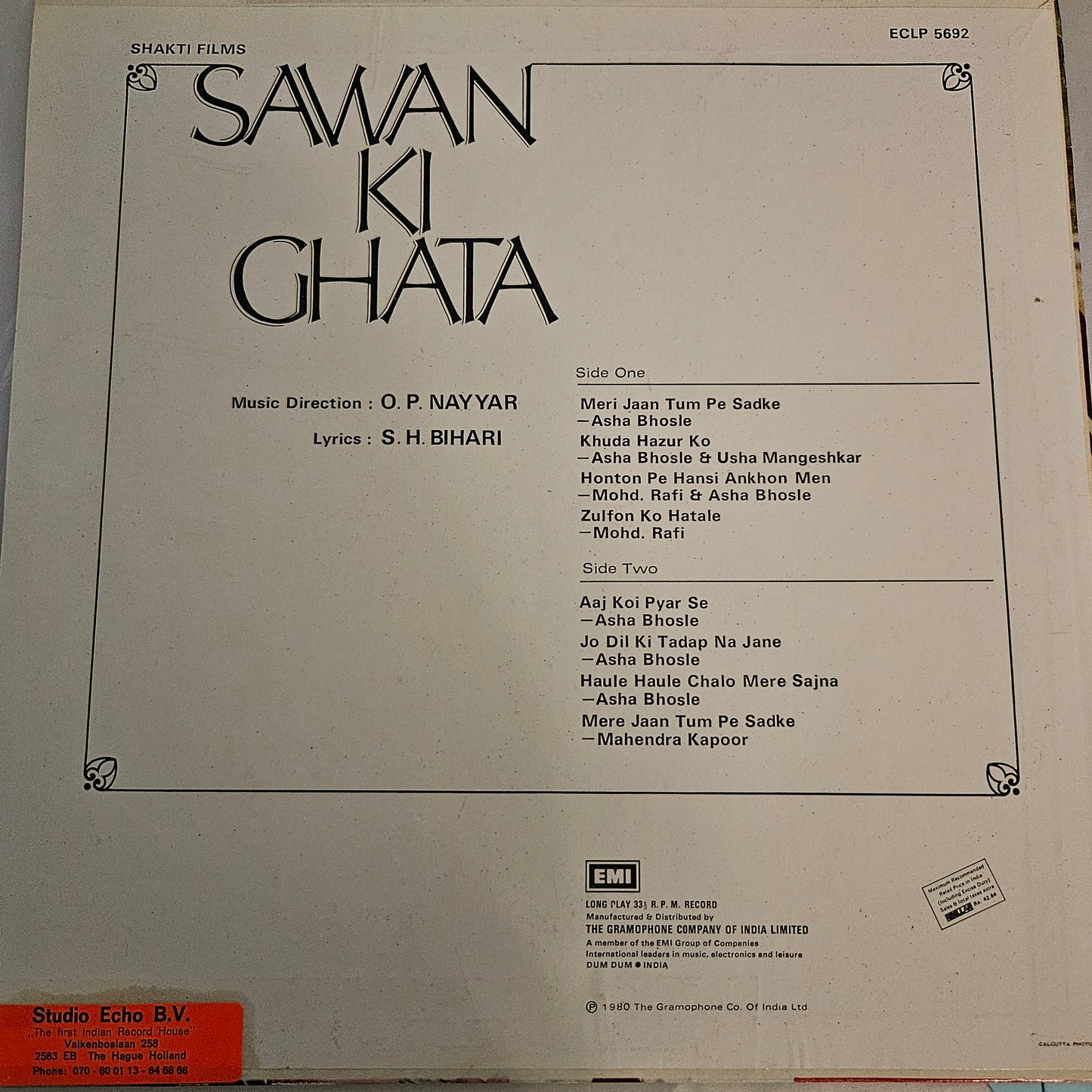 Sawan Ki Ghata - O P Nayyar classics Superhit record Near mint Pristine
