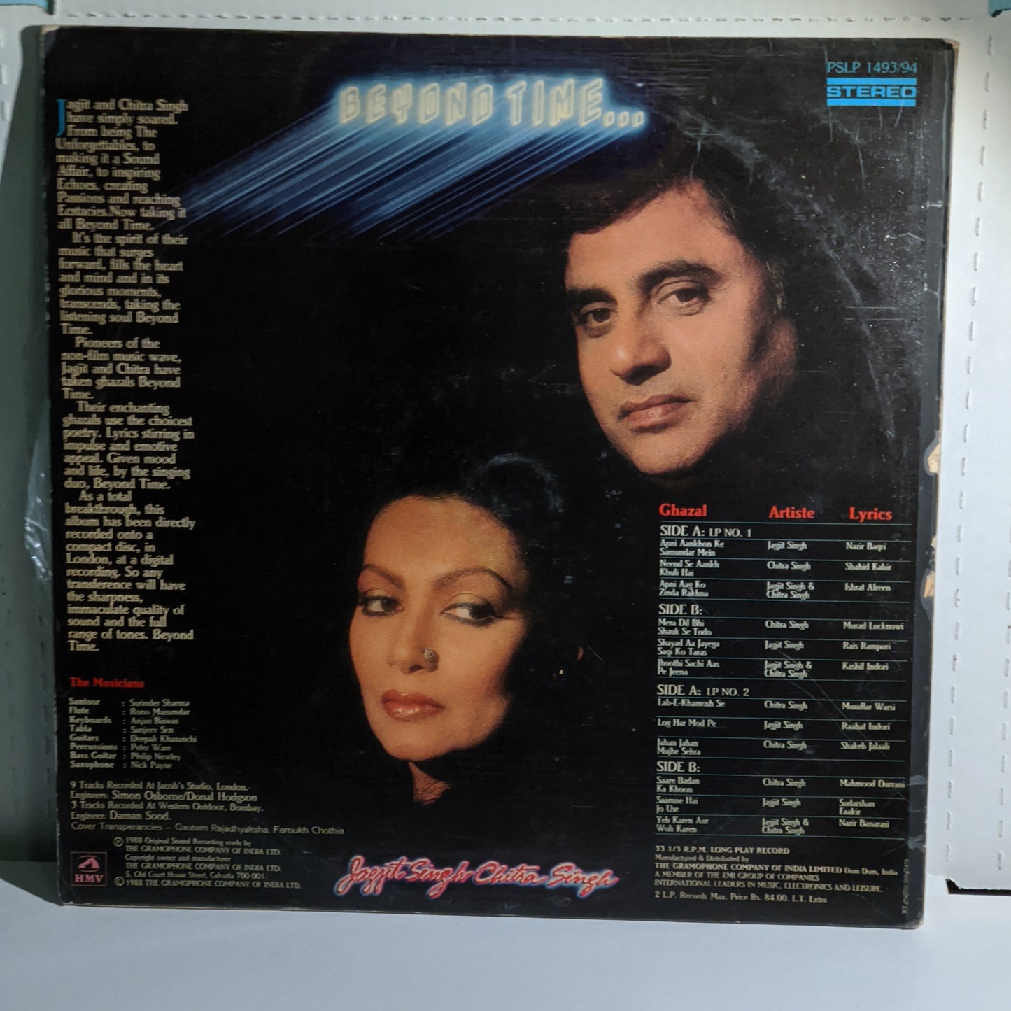 2 LP Set Jagjit Singh and Chitra Singh Beyond Time Near mint