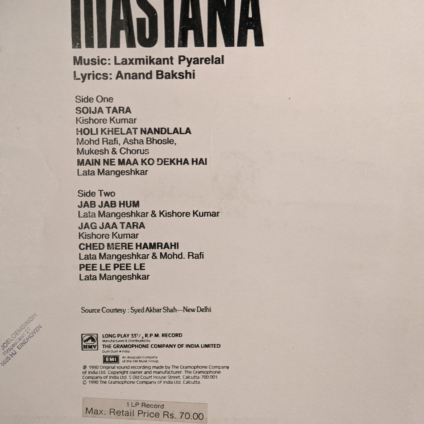 Mastana- Music by laxmikant pyarelal in Mint