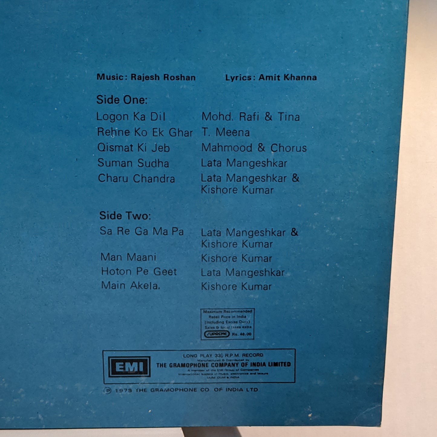 MAN PASAND - Music by Rajesh Roshan Near mint in SUPREME STEREO GATEFOLD