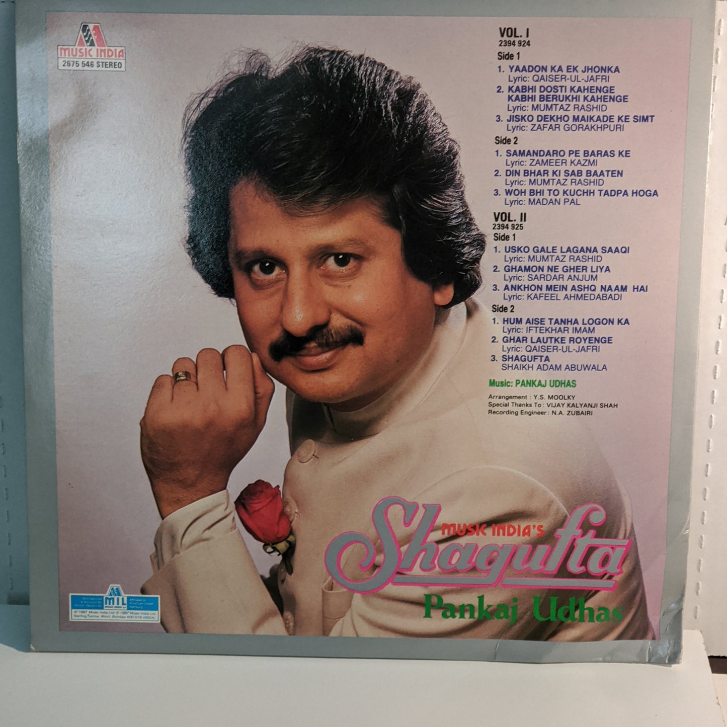 2 LP Set PANKAJ UDHAS "SHAGUFTA" in near mint in STEREO