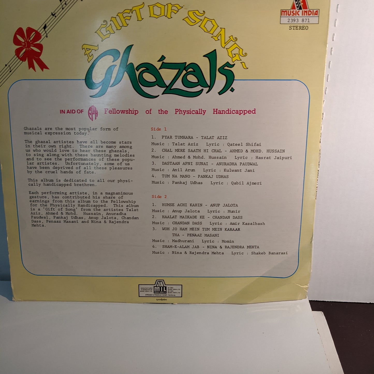 GHAZALS - VARIOUS "A GIFT OF SONGS" MINT in STEREO