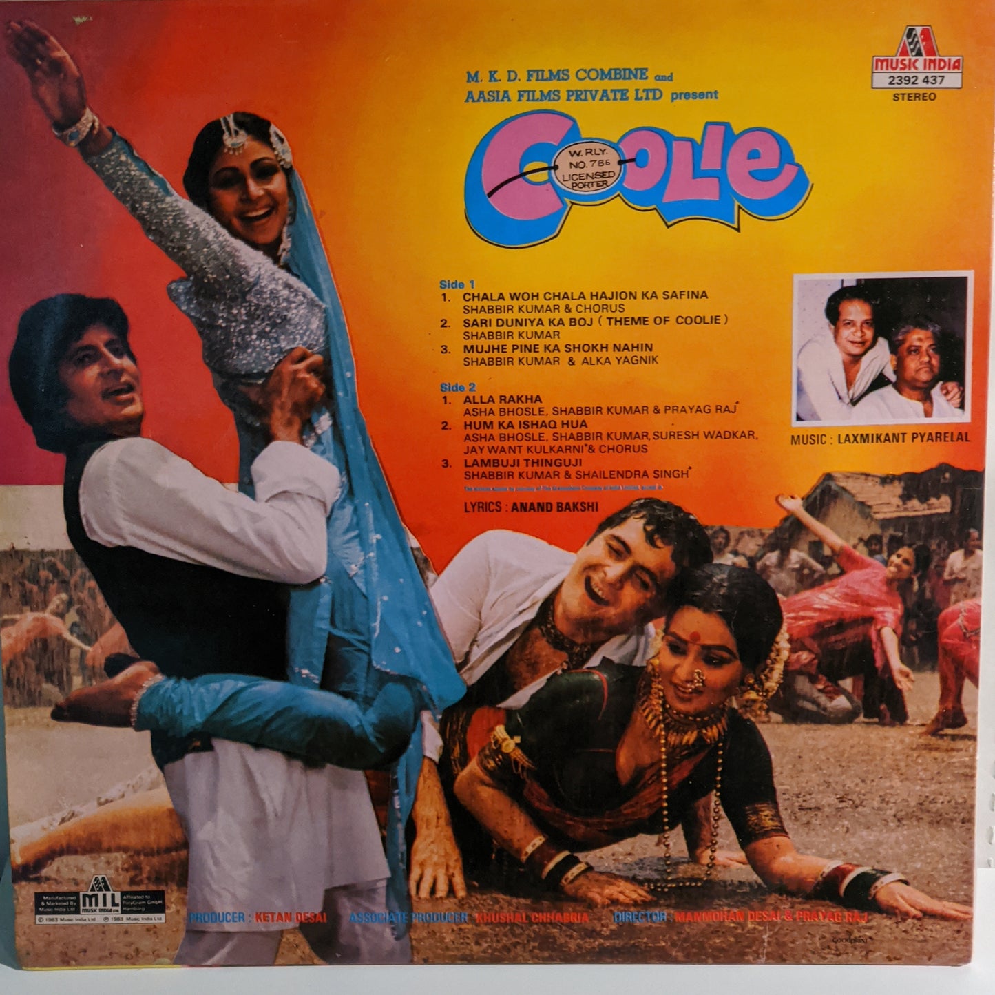 COOLIE - by LAXMIKANT PYARELAL - Amitabh SuperhIT in near mint condition