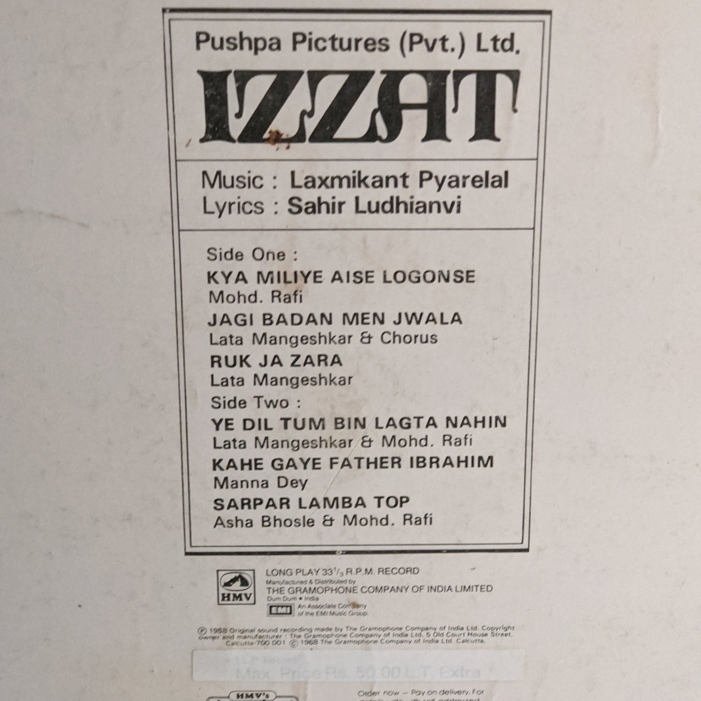 IZZAT - Musci by Laxmikant Pyarelal in MINT condition