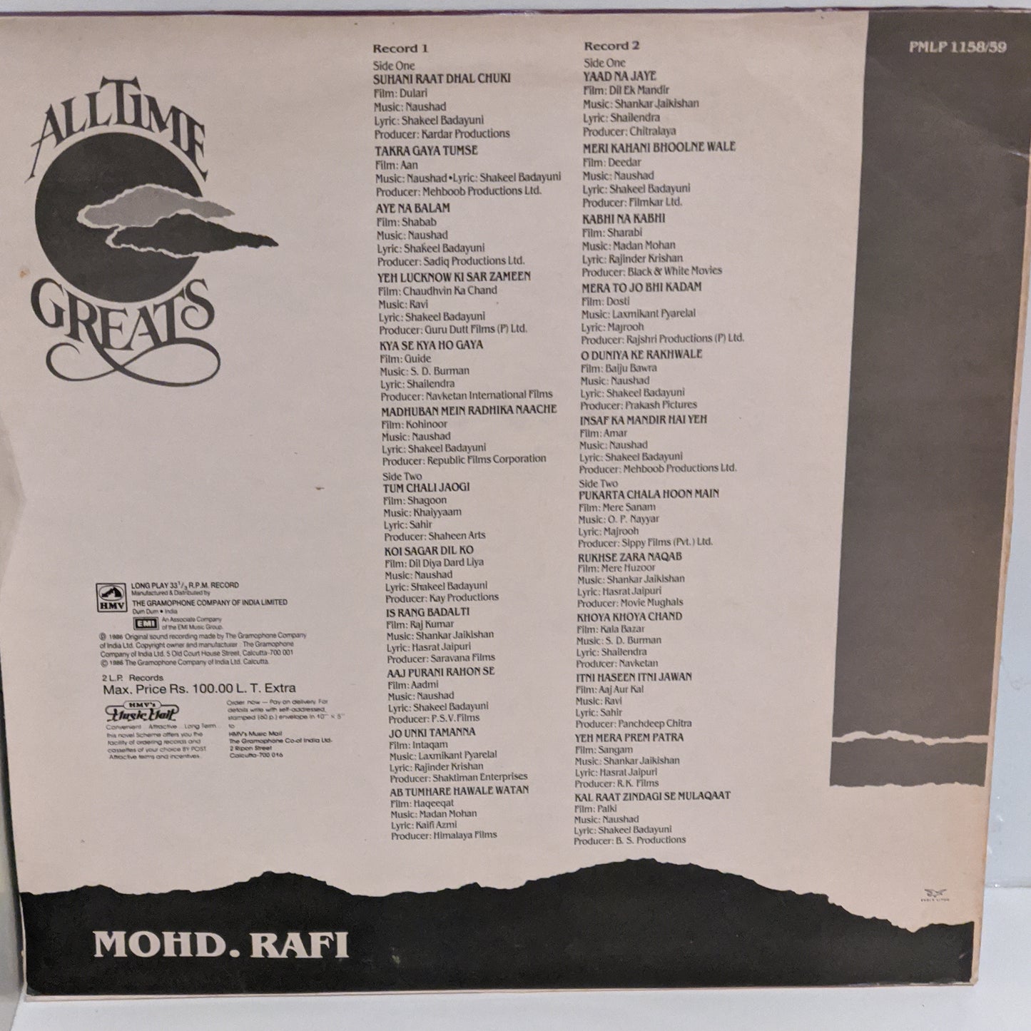 Mohammed Rafi - All time greats - 2 LP set original and Mint Condition