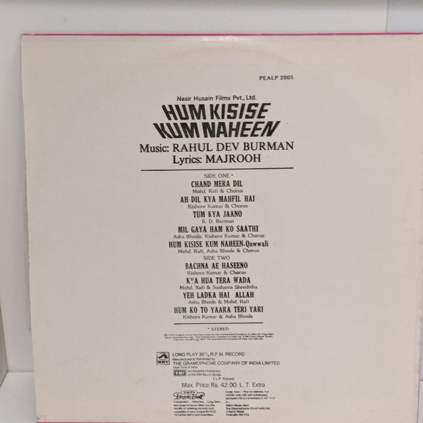 Hum Kisise Kum Naheen - R D Burman Unplayed LP Superhit Album MInt