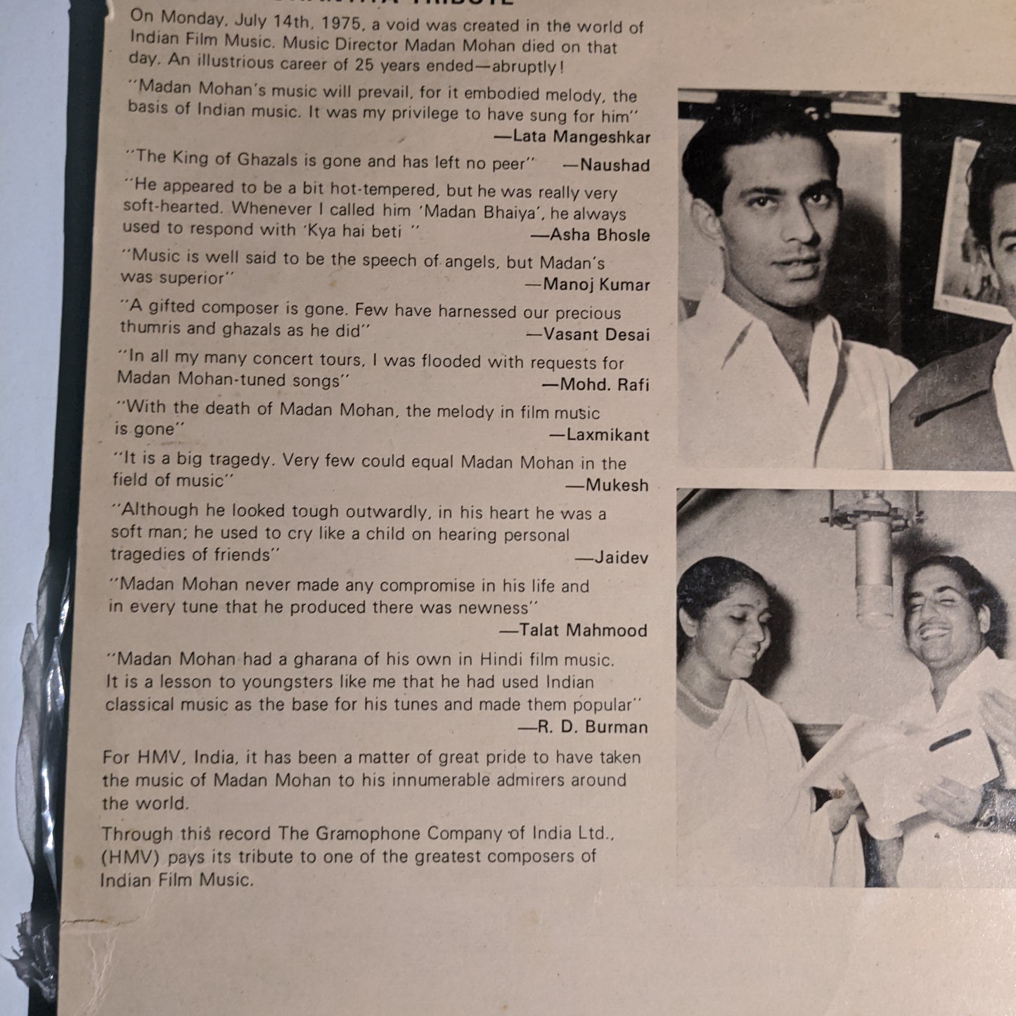 Madan Mohan - A tribute in near mint condition