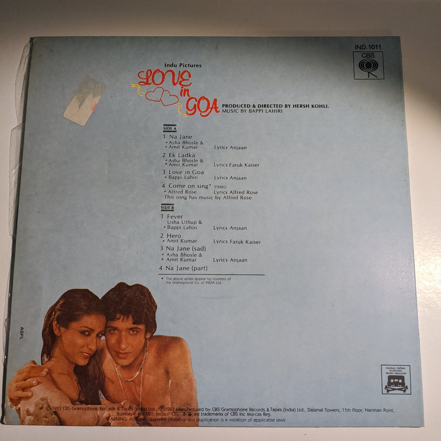 Love in Goa - Bappi Lahiri superhit disco album in Near Mint