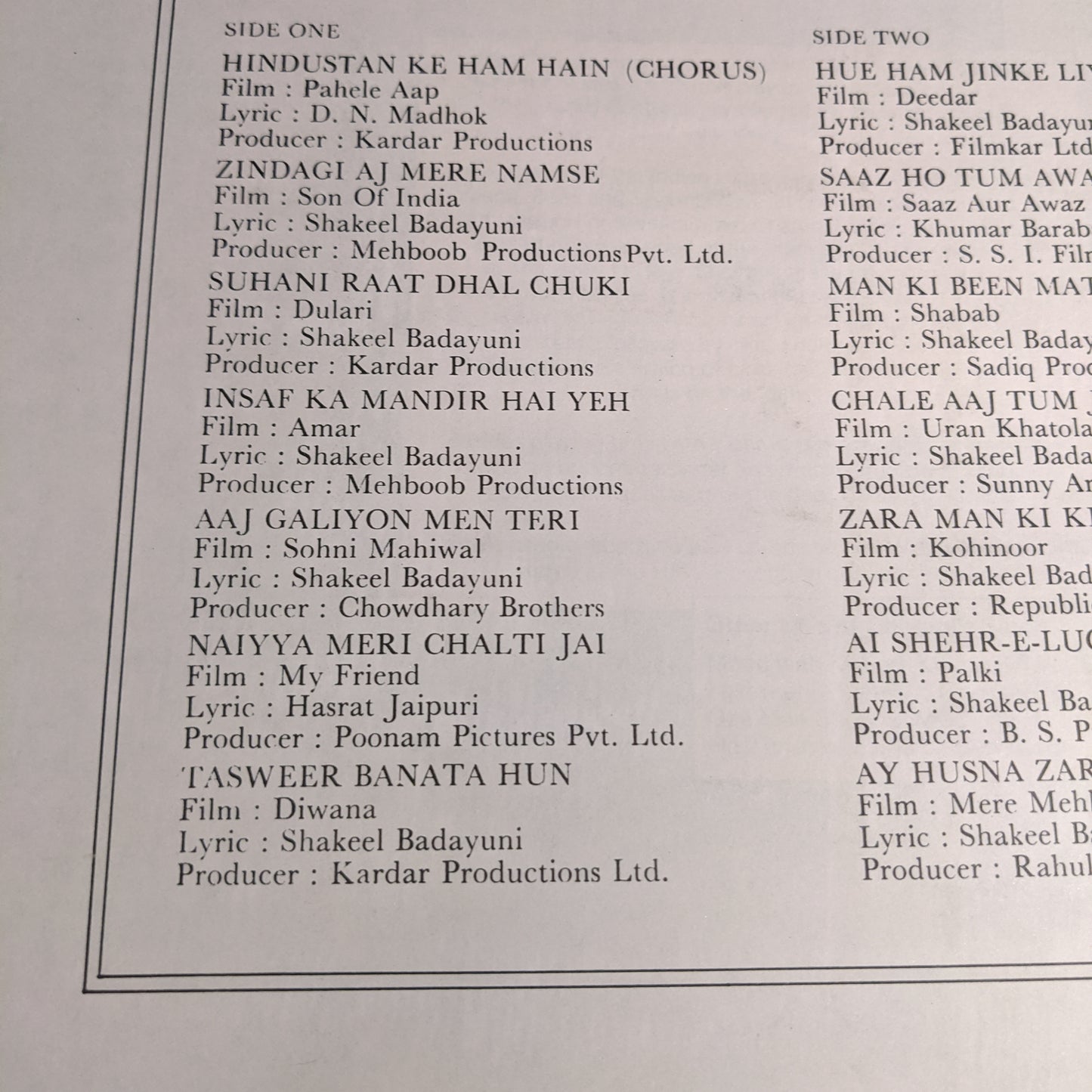 Mohammed Rafi - sings for Naushad Unplayed Mint includes *Rafis first song from Pahele Aap*