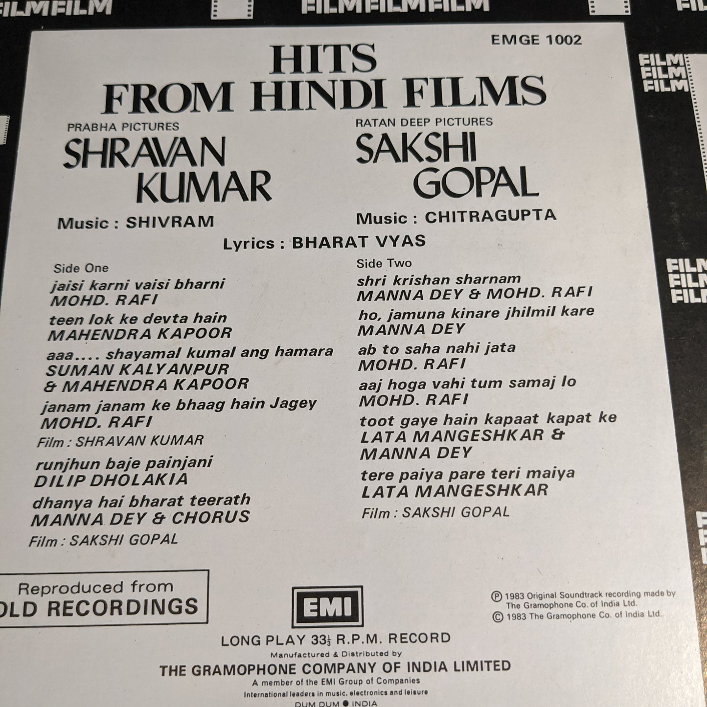 Shravan Kumar / Sakshi Gopal film hits - Shivram / Chitragupta, Bharat Vyas