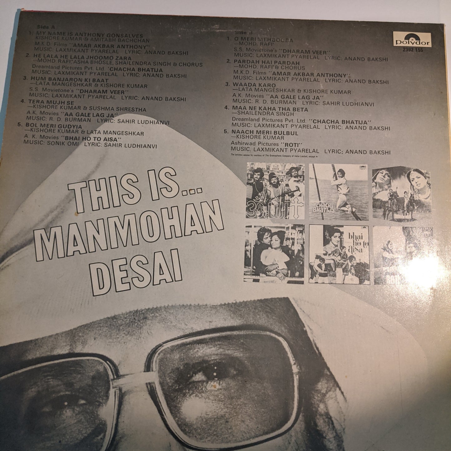Manmohan Desai - songs from his films - Collectible Item - excellent record