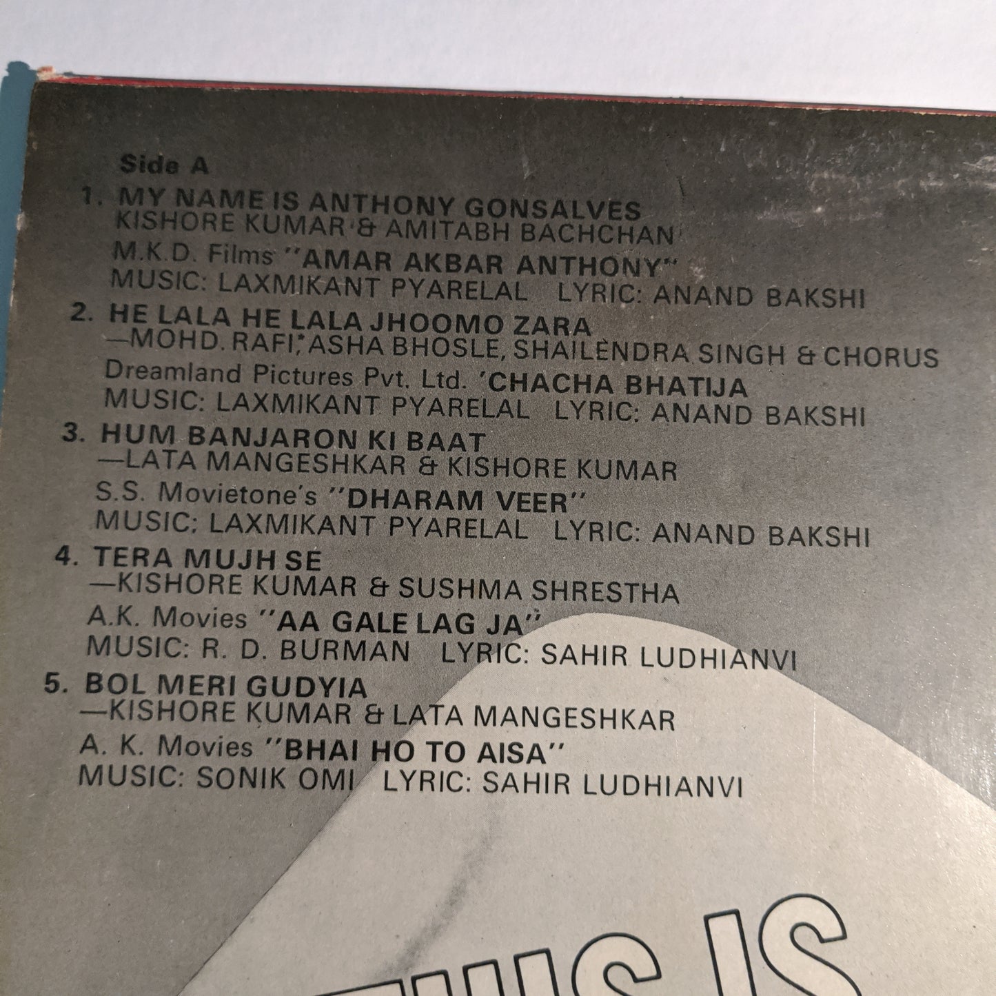 Manmohan Desai - songs from his films - Collectible Item - excellent record