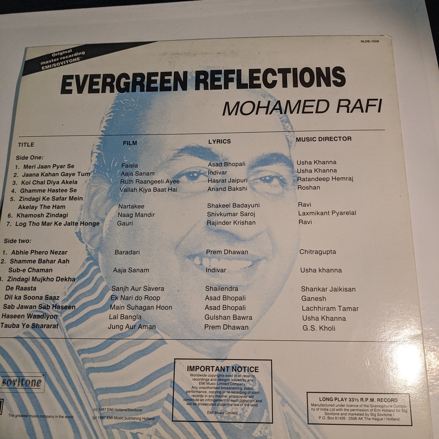 Mohammed Rafi - Evergreen Very rare songs collection for Rafi fans. Holland pressing