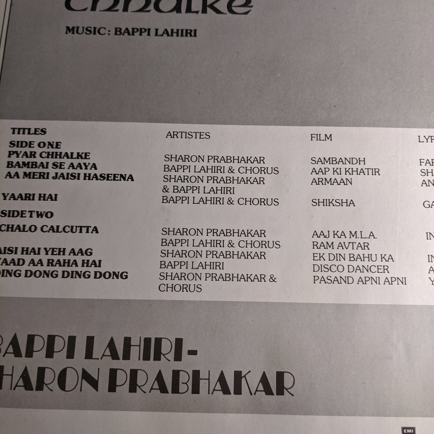 Pyar Chhalke - bappi lahiri in excellent conditon