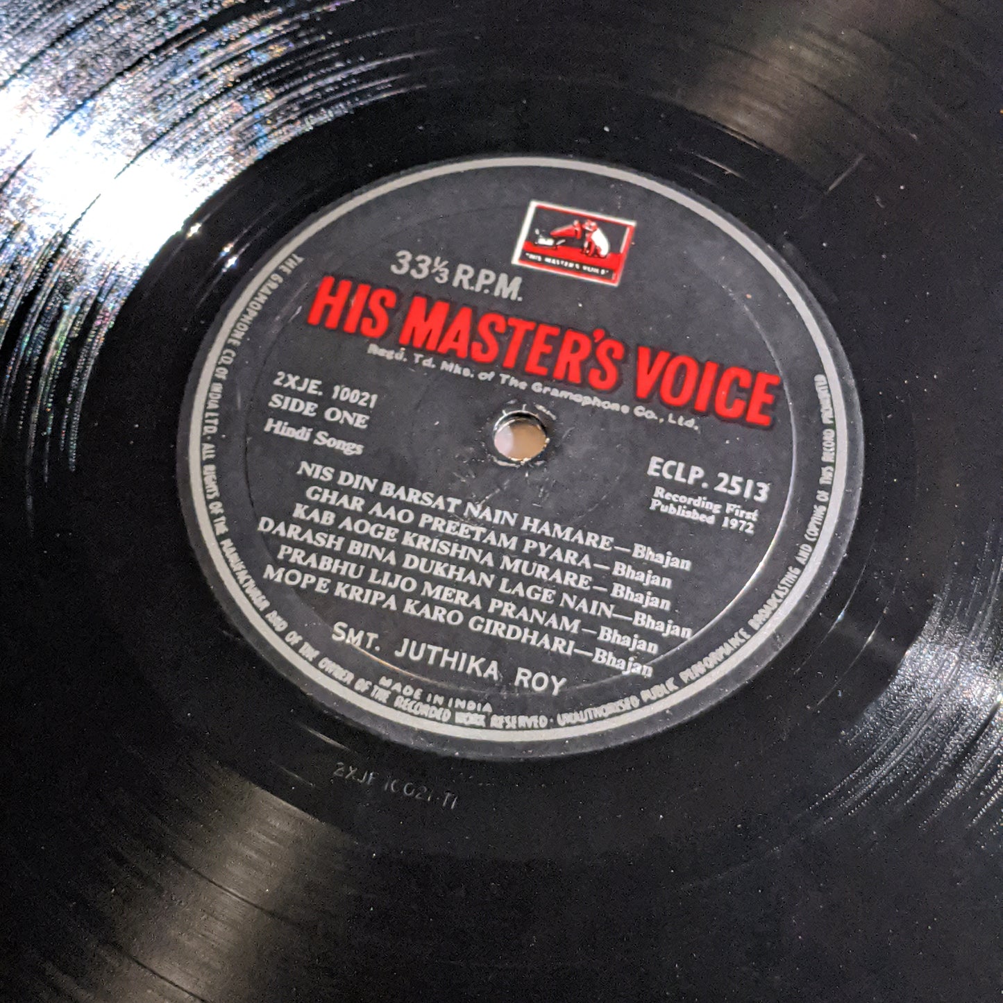 Juthika Roy - Geets and Bhajans - Black HMV label made in Collectible in excellent condition