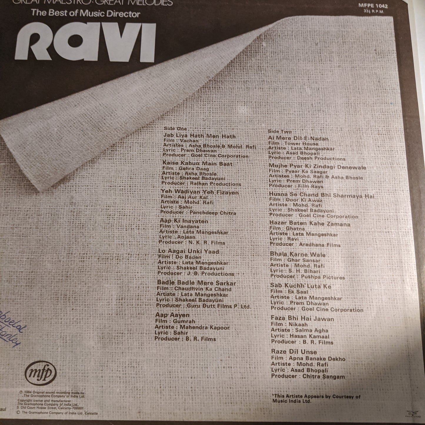 Ravi - A great Maestro and Great melodies - The Best of Ravi in excellent+ condition