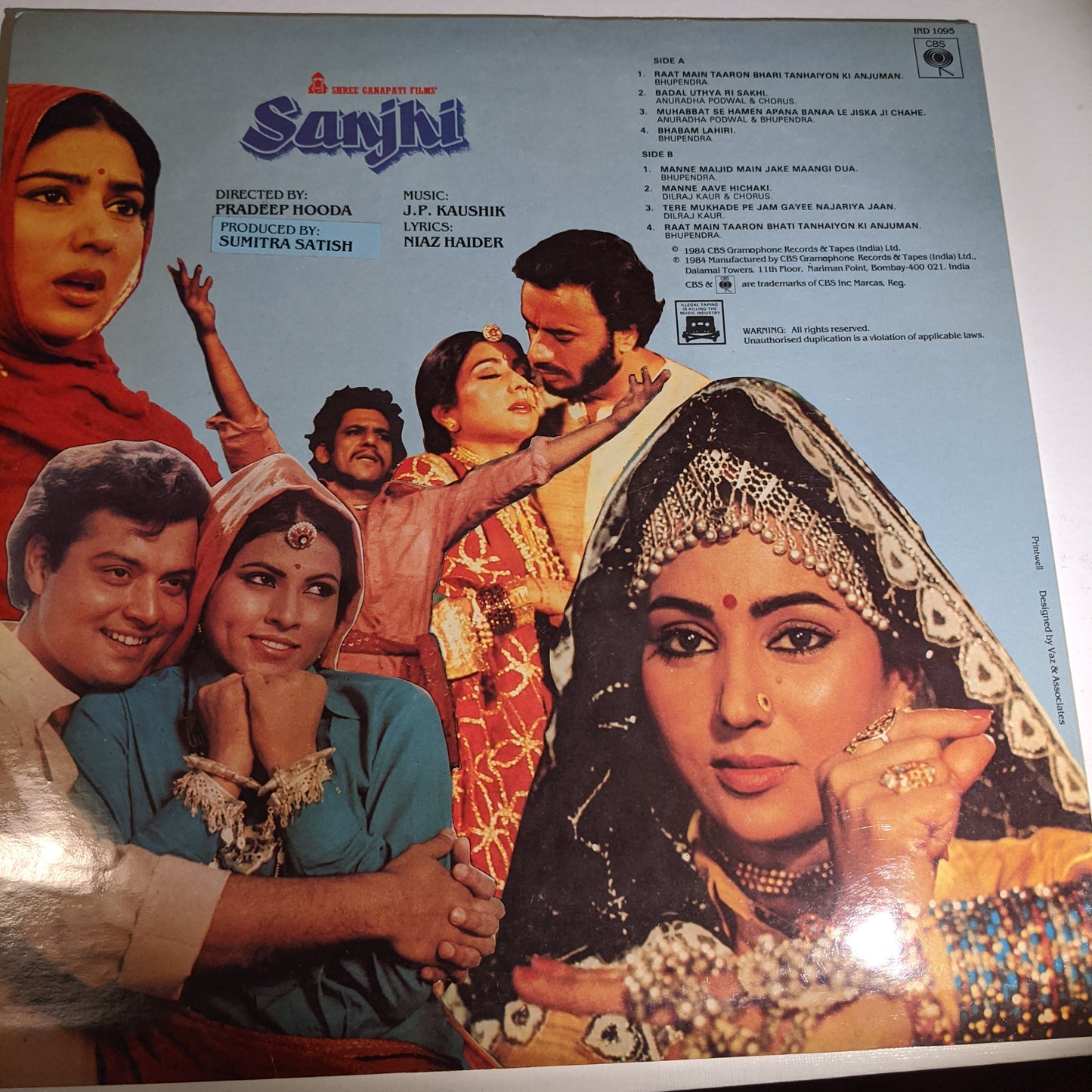 Sanjhi - Music J P kaushik record in unplayed mint