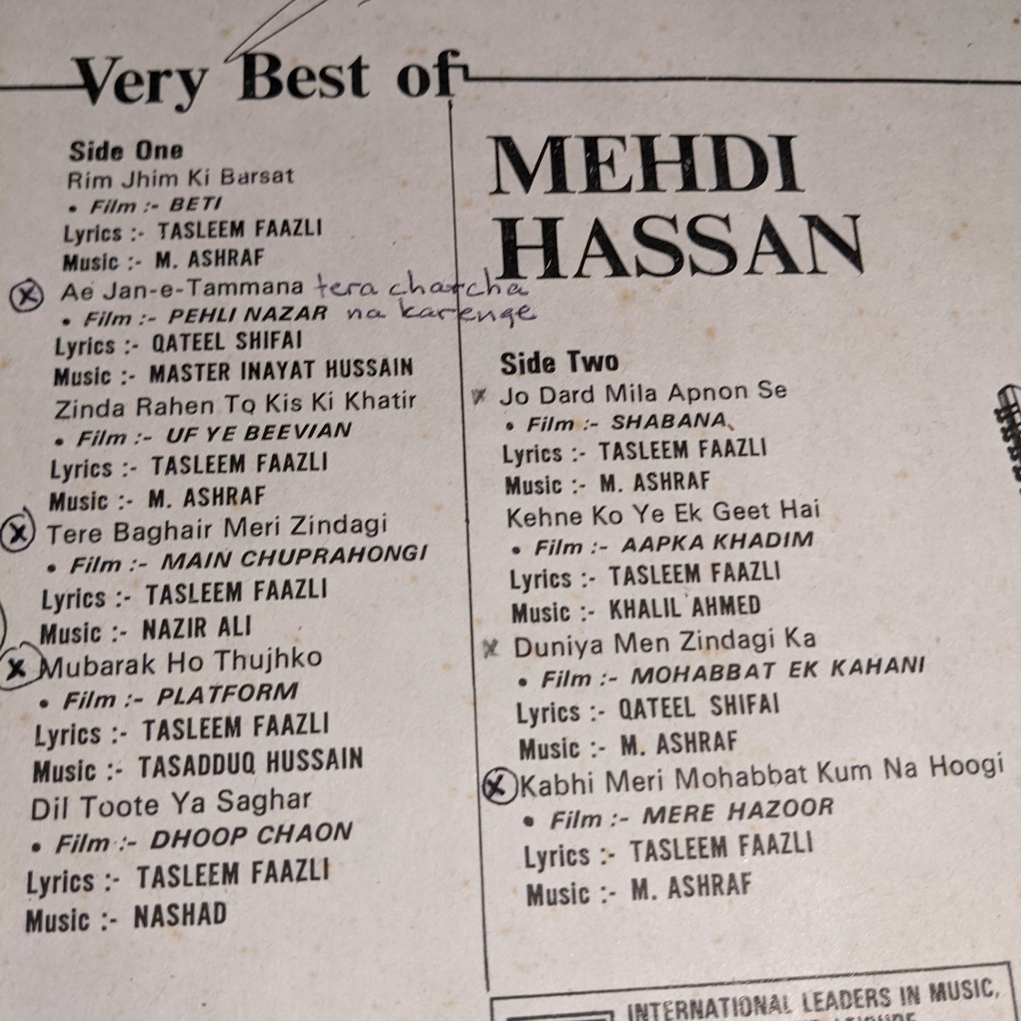 Mehdi Hassan - The very best of Mehdi Hassan in unplayed Near Mint - RARE