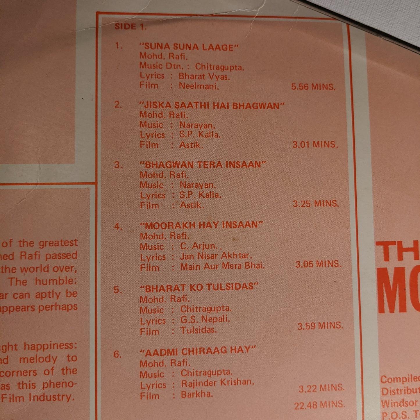 Mohammed Rafi - The Immortal, rare collection of songs in excellent condition