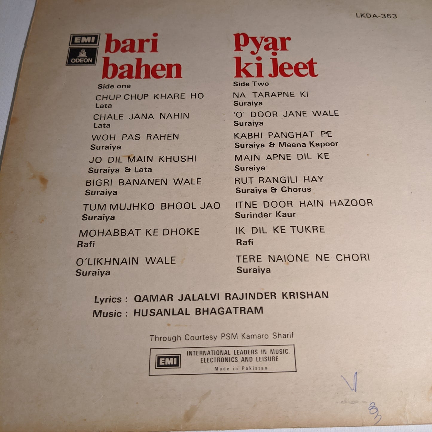 Bari bahen and Pyar Ki Jeet together - Husanlal Bhagatram classis in VG