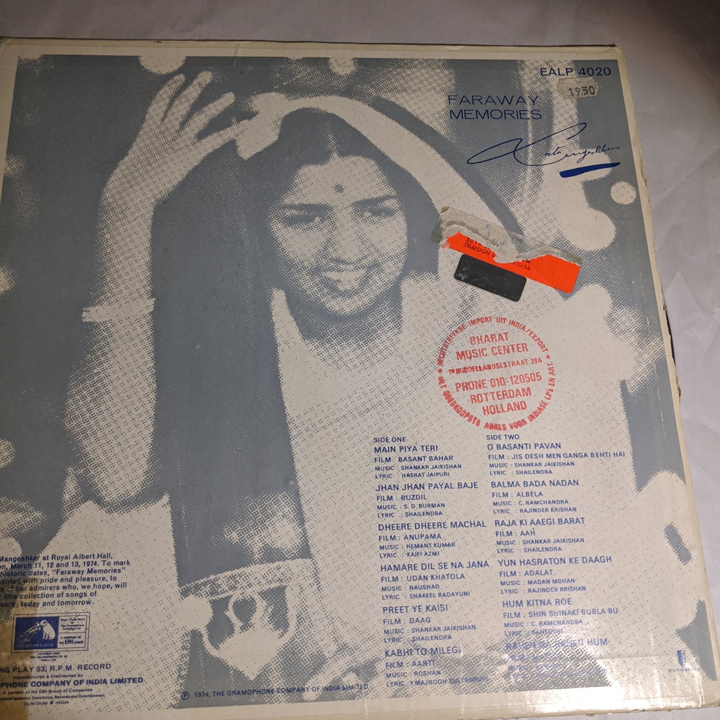 Lata Mangeshkar - FARAWAY Memories - super collection 1st pressing in VG