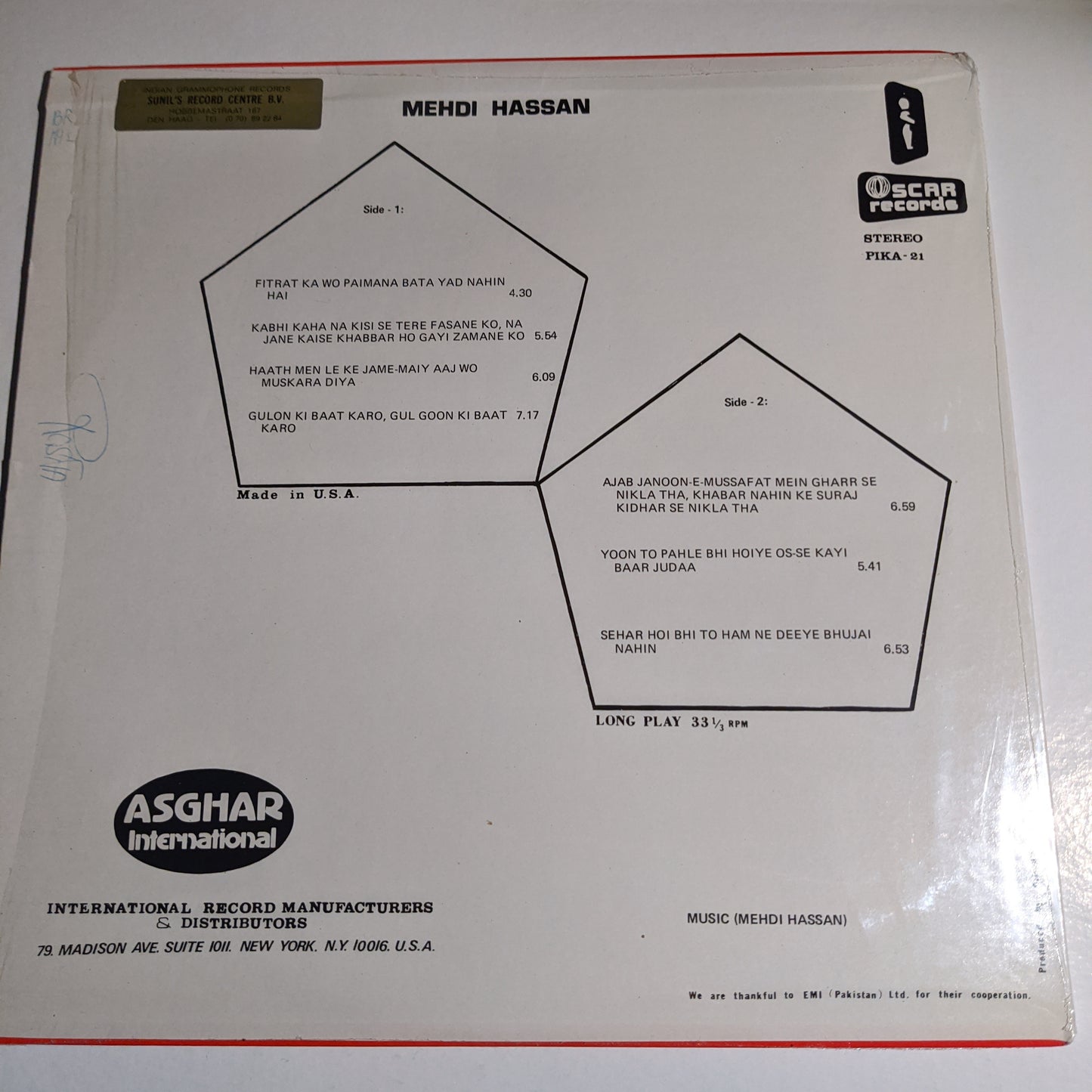 Mehdi Hassan - Mehdi Hassan in new York - near mint - Stereo