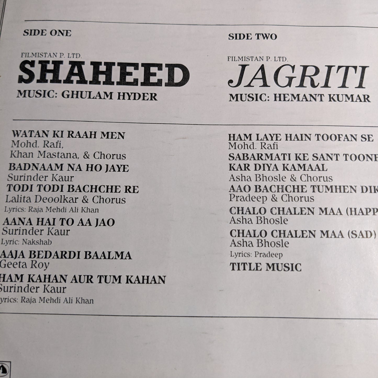 Shaheed + Jagriti 2 bollywood classics in one - Unplayed Mint