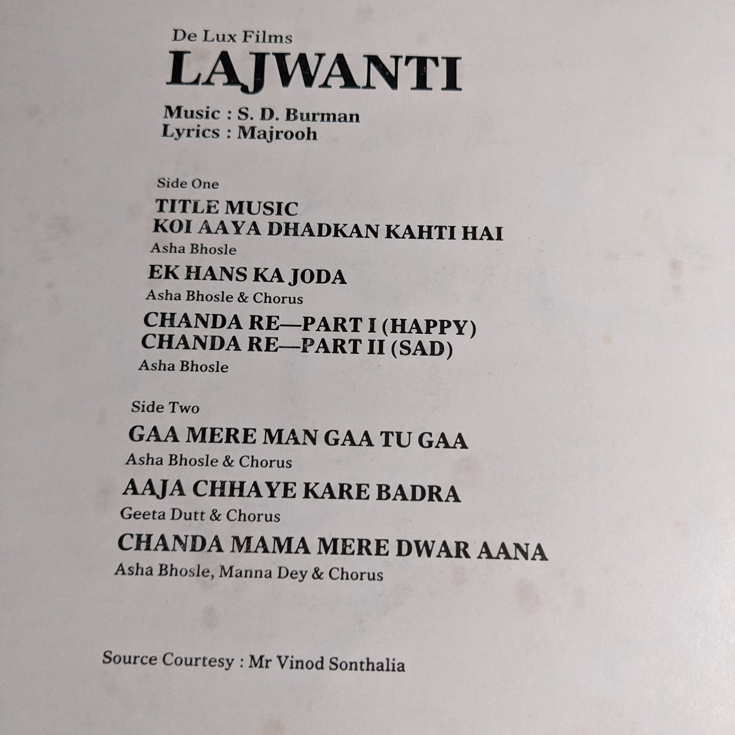 Lajwanti - S D Burman superhit rare in near Mint condition