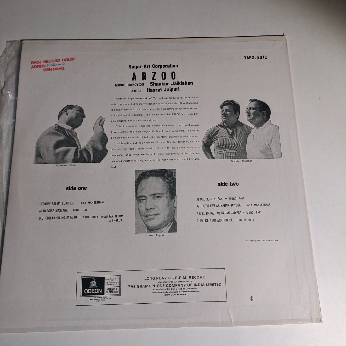 Arzoo - Music by Shankar jaikishan in near Mint