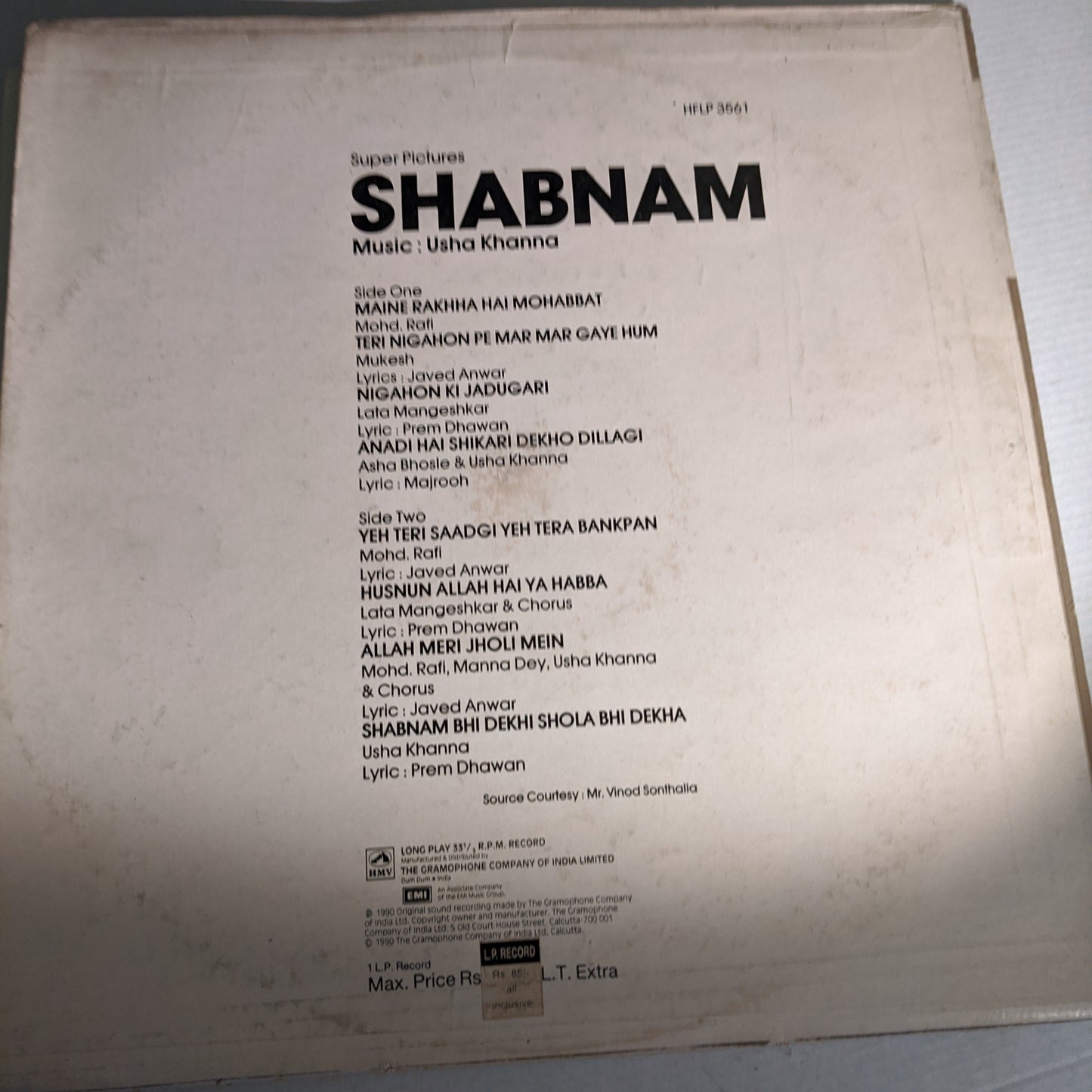 Shabnam - Usha Khanna and Rafi superhit - RARE in Near Mint