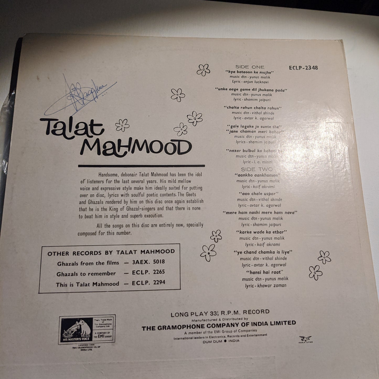 Talat Mahmood - spring blossoms - in excellent condition