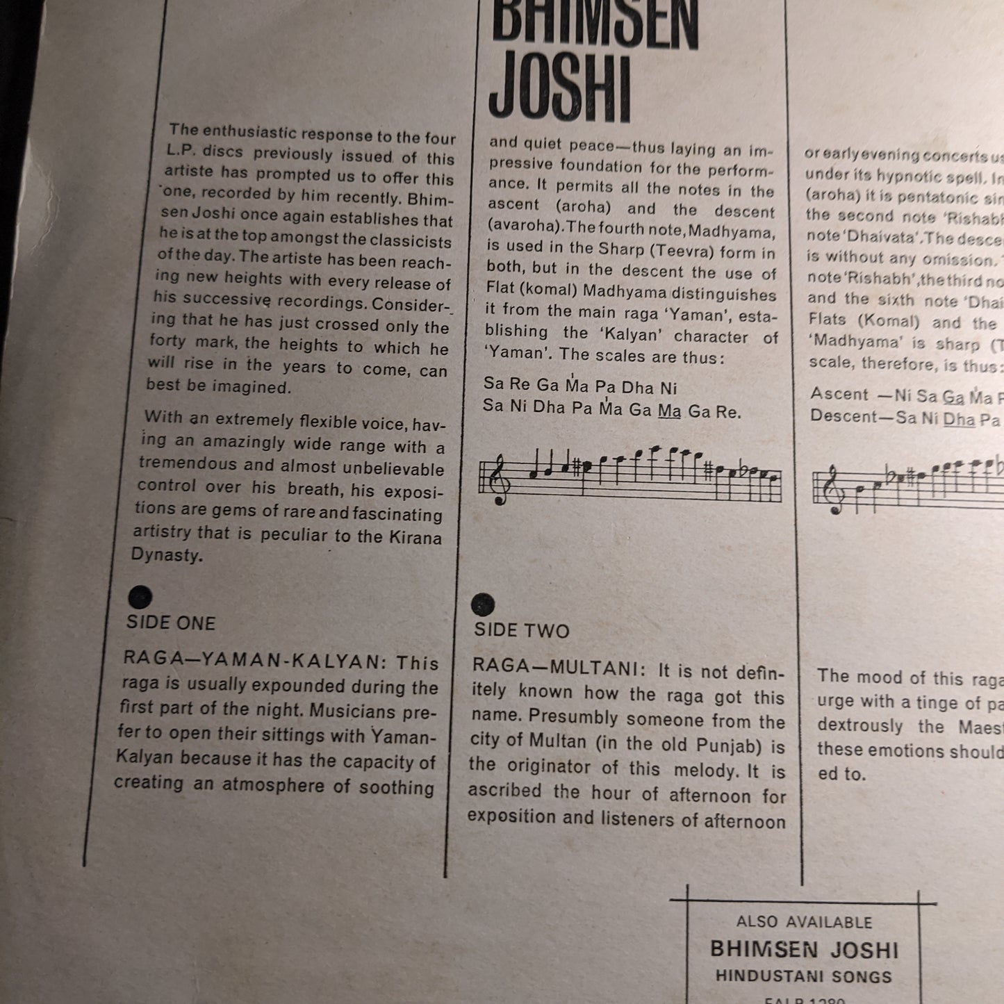 Bhimsen Joshi - Ragas Yaman-Kalyan, Multani