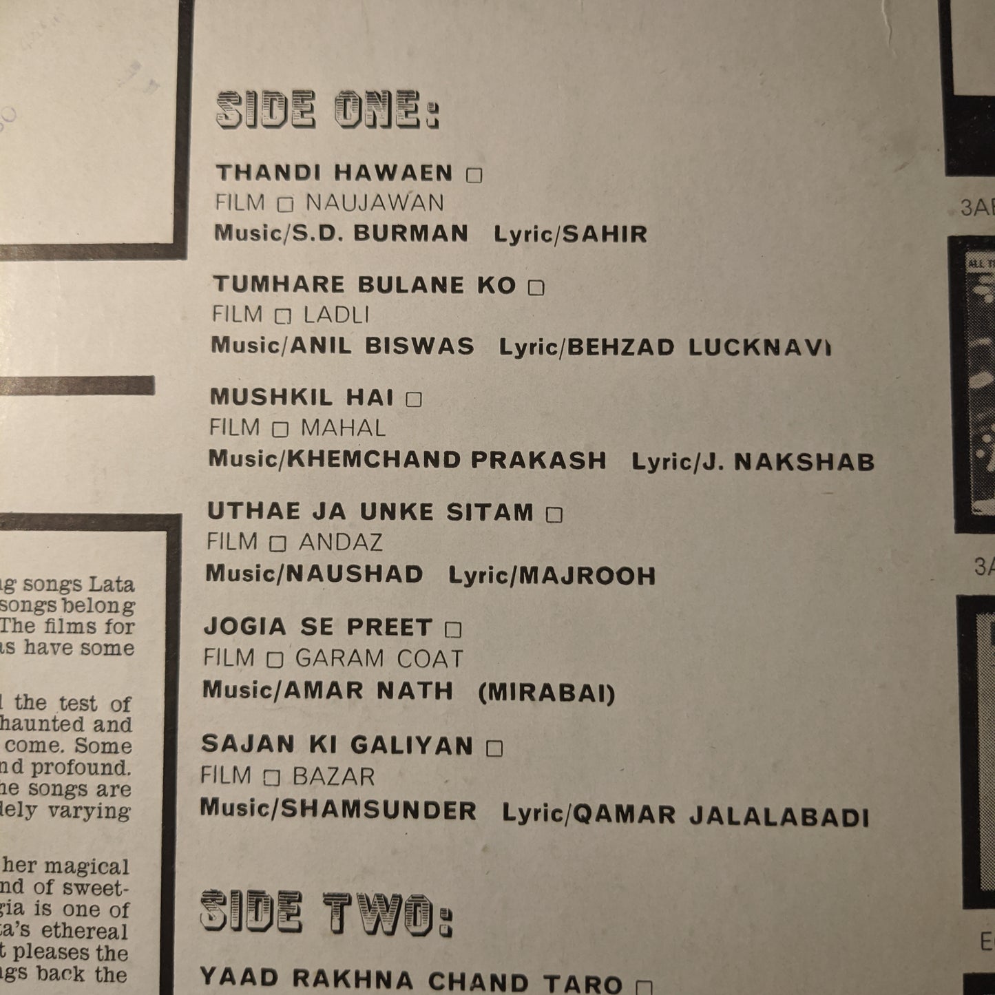 Lata Mangeshkar - From Lata with Love 12 Golden hits - in VG+