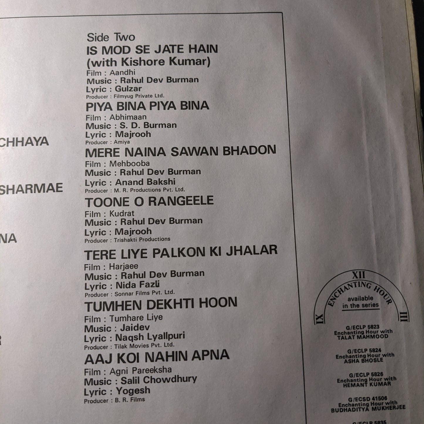 Lata mangeshkar - enchanting hour - superb collection in Near Mint