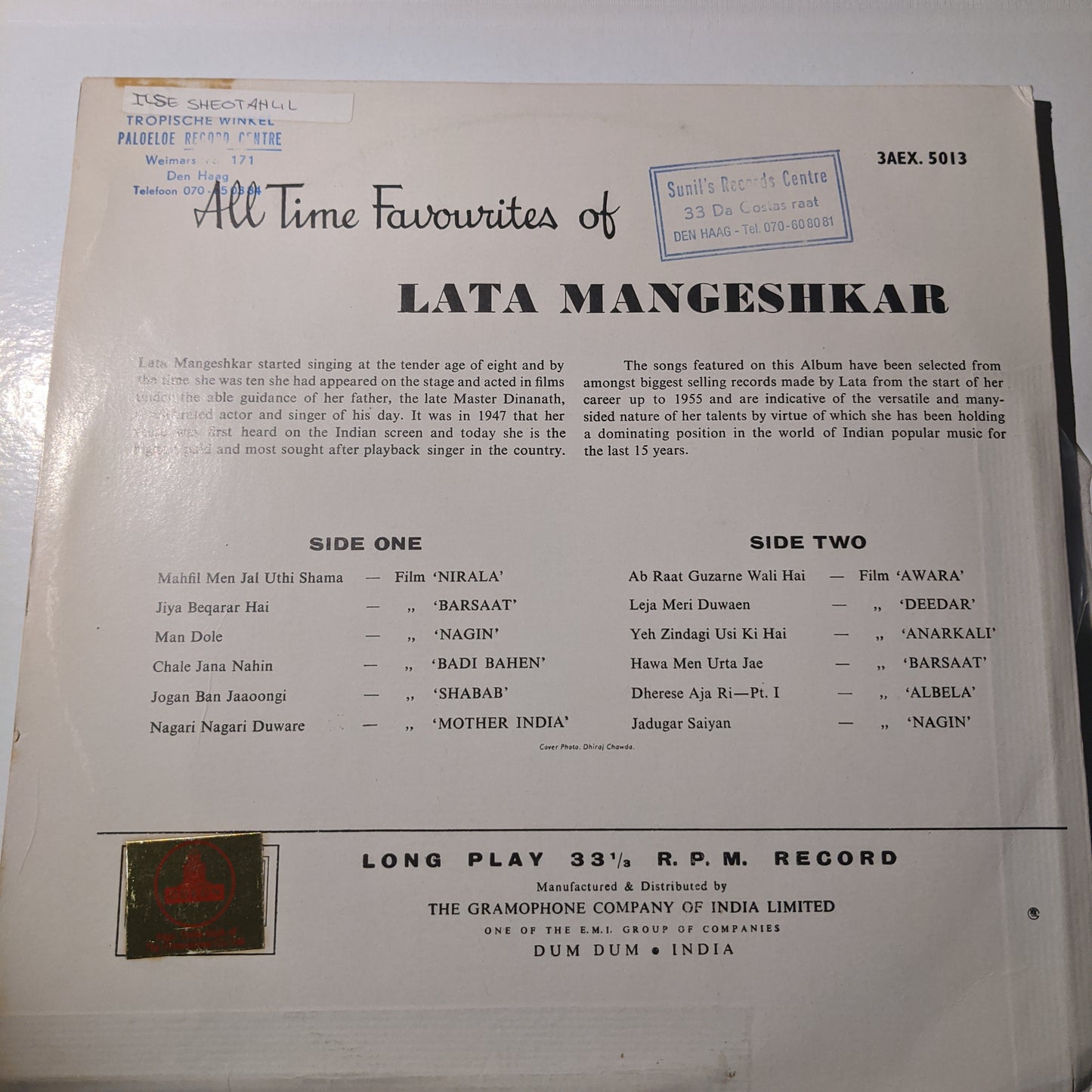 Lata Mangeshkar - All Time favourites 180 GM heavy Odeon in near mint