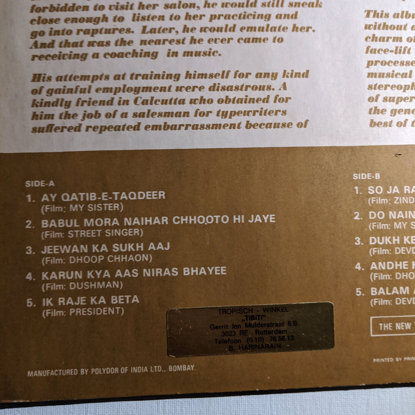 K L saigal - legendary in Stereo in excellent condition - contains All his popular songs