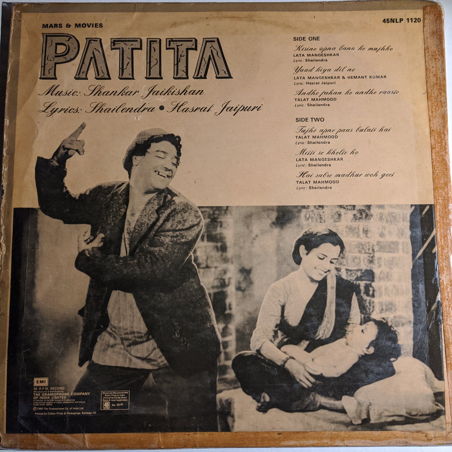 Patita - Shankar Jaikishan must have on 45 rpm LP in vg+ condition