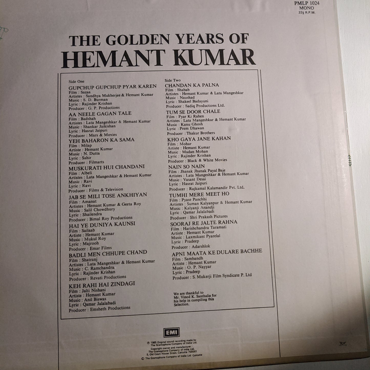 Hemant Kumar - The Golden Years of hemant Kumar in Near Mint condition