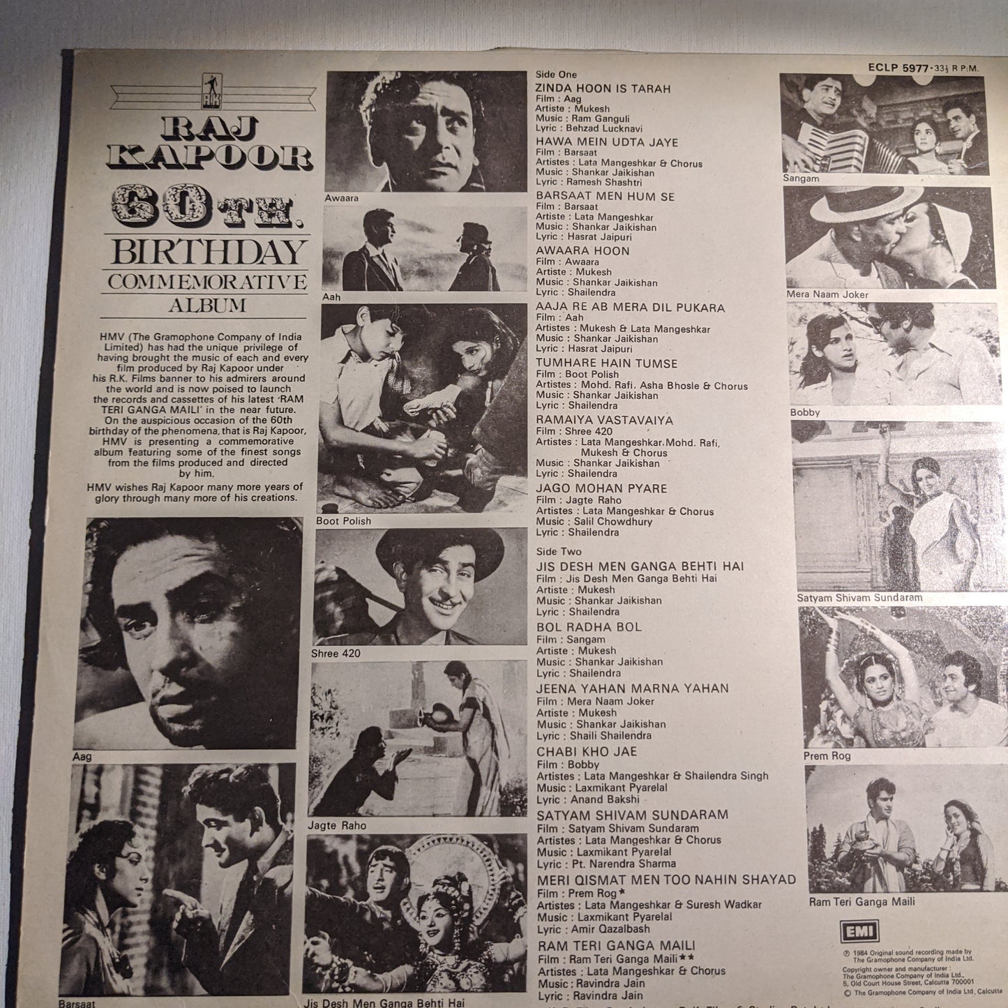 Raj Kapoor (60th. Birthday Commemorative Album) in Unplayed Mint