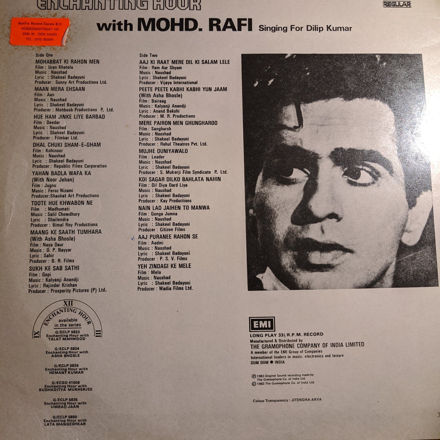Mohammed Rafi - enchanting hour - singing for Dilip Kumar in VG+ condition