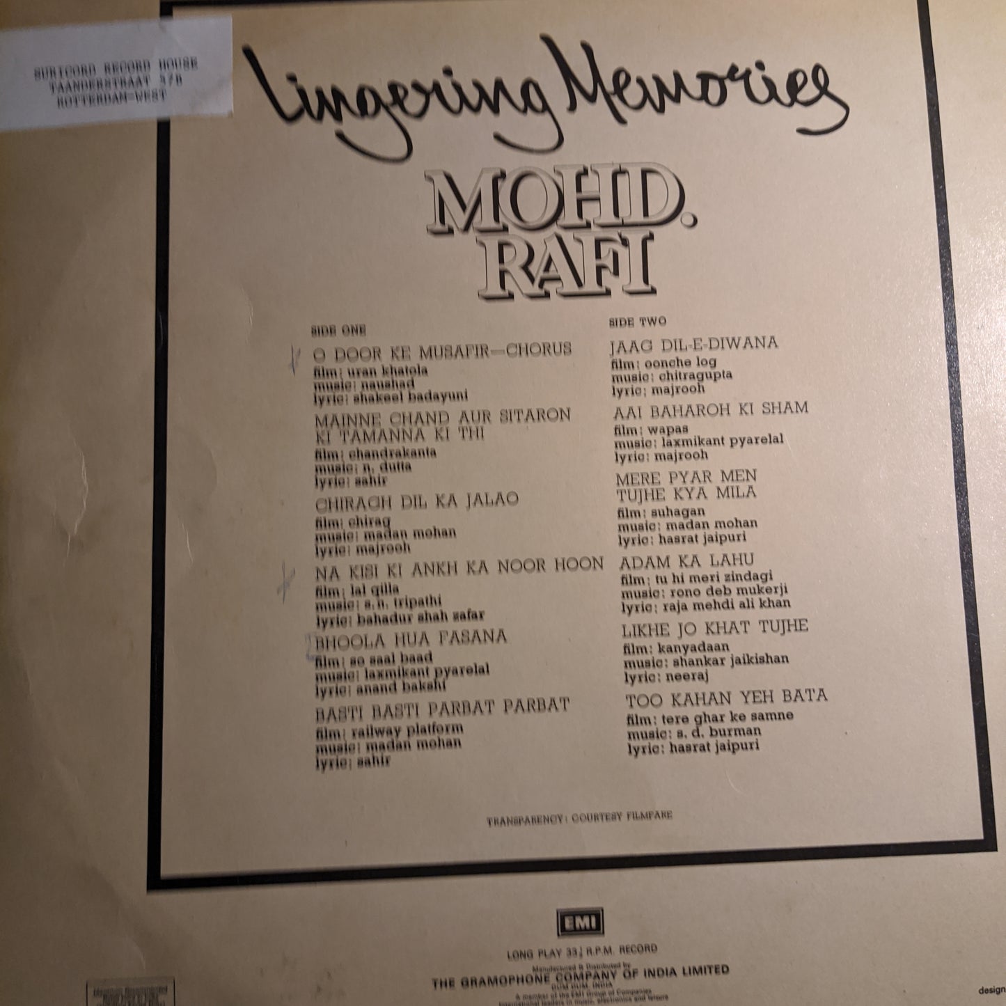 Mohammed Rafi - Lingering memories - great collection in VG+ condition