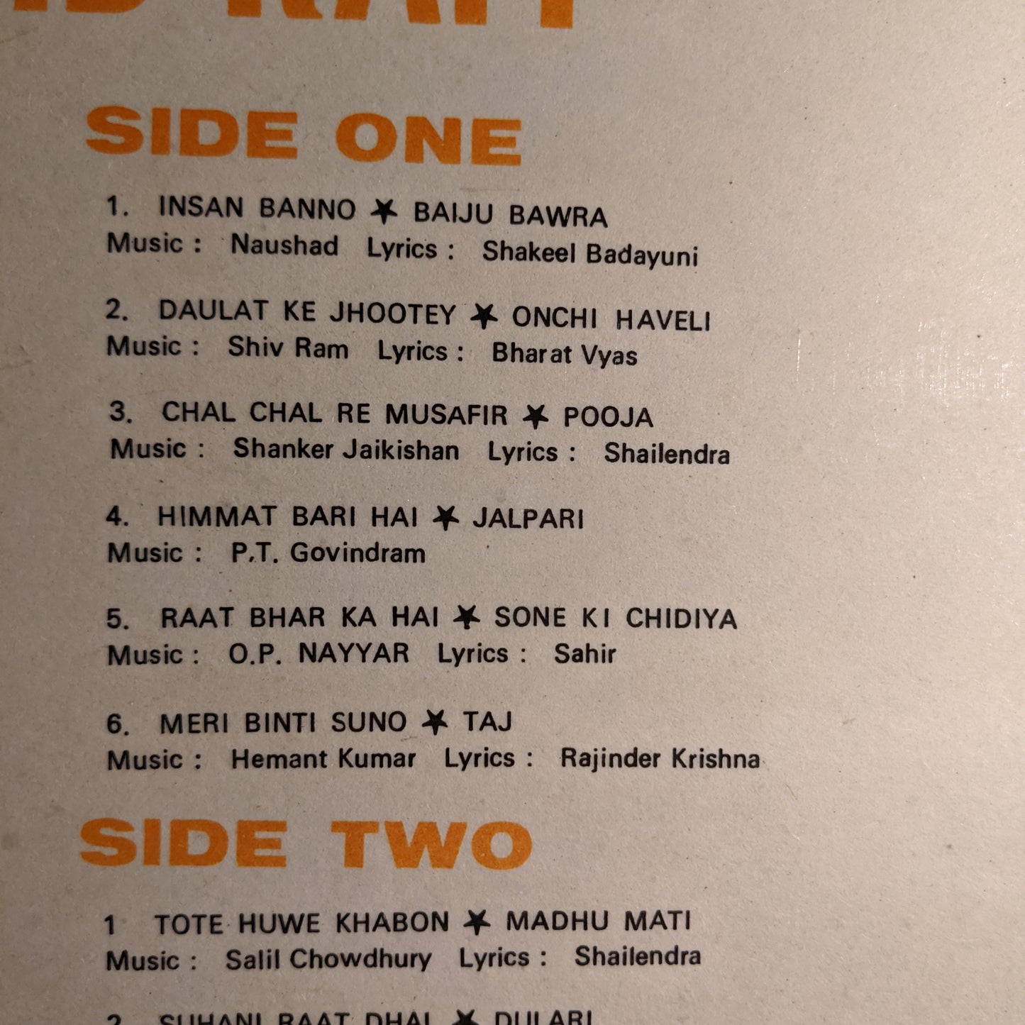 Mohammed Rafi - Rare collection of hits in Excellent to near Mint
