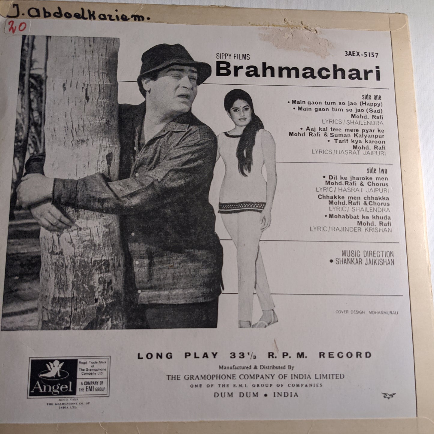 Brahmachari - Music by Shankar Jaikishan - Angel 1st in VG+ condition