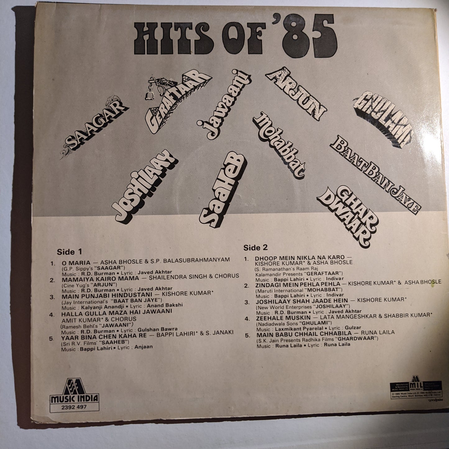 Hits of 1985 - Blockbster hits frm films in excellent condition